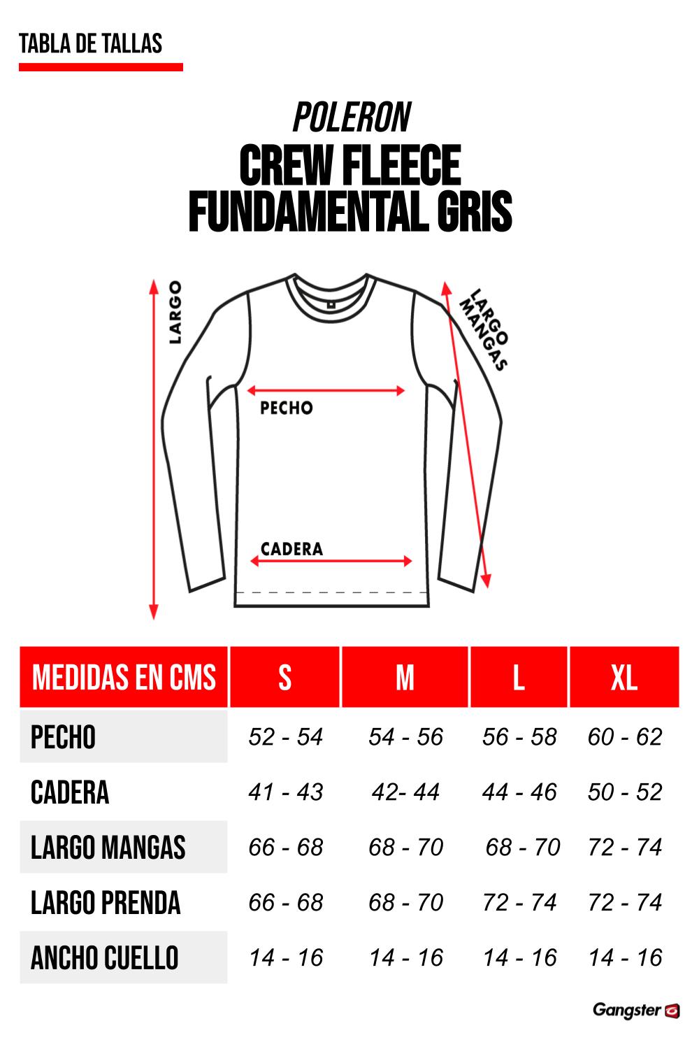 Polerón Crew Fleece Fundamental Gris Gangster