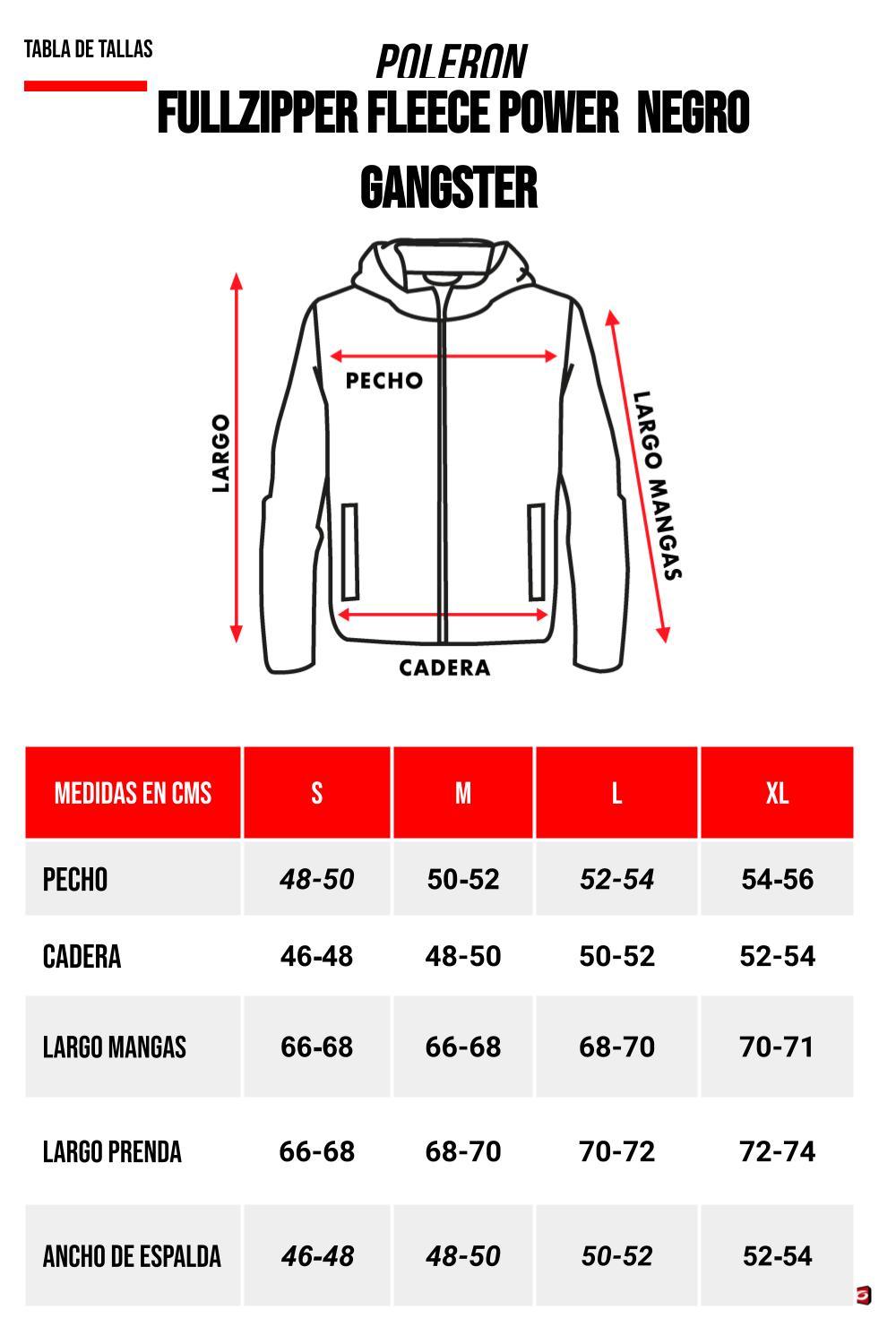 Polerón Full Zipper Fleece Power Negro Gangster - Gangster