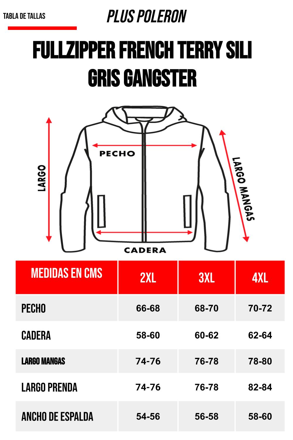 Plus Poleron Full Zipper Sili Gris Gangster