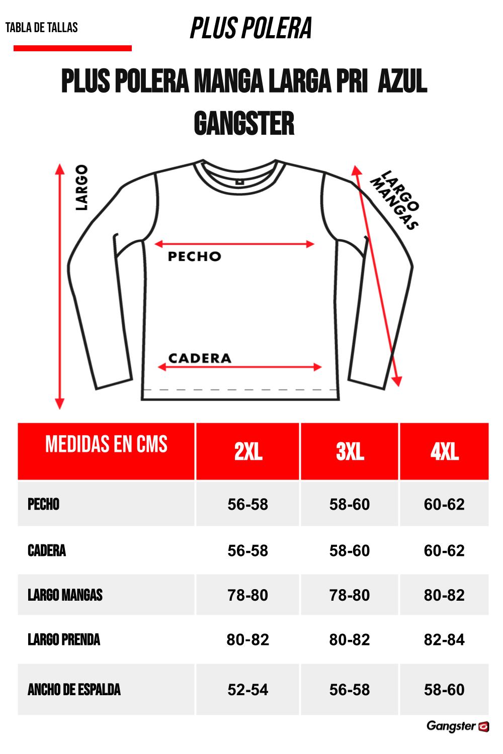 Plus Polera Manga Larga Ultimate Azul Marino Gangster