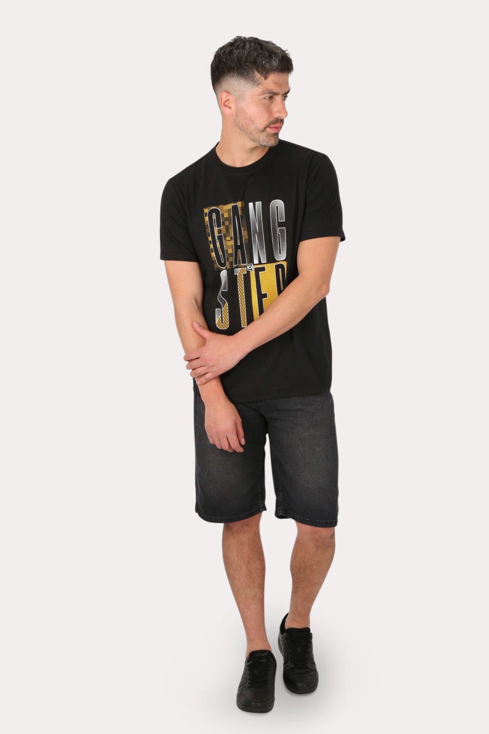Polera Mc Básica Santo Negro Gangster