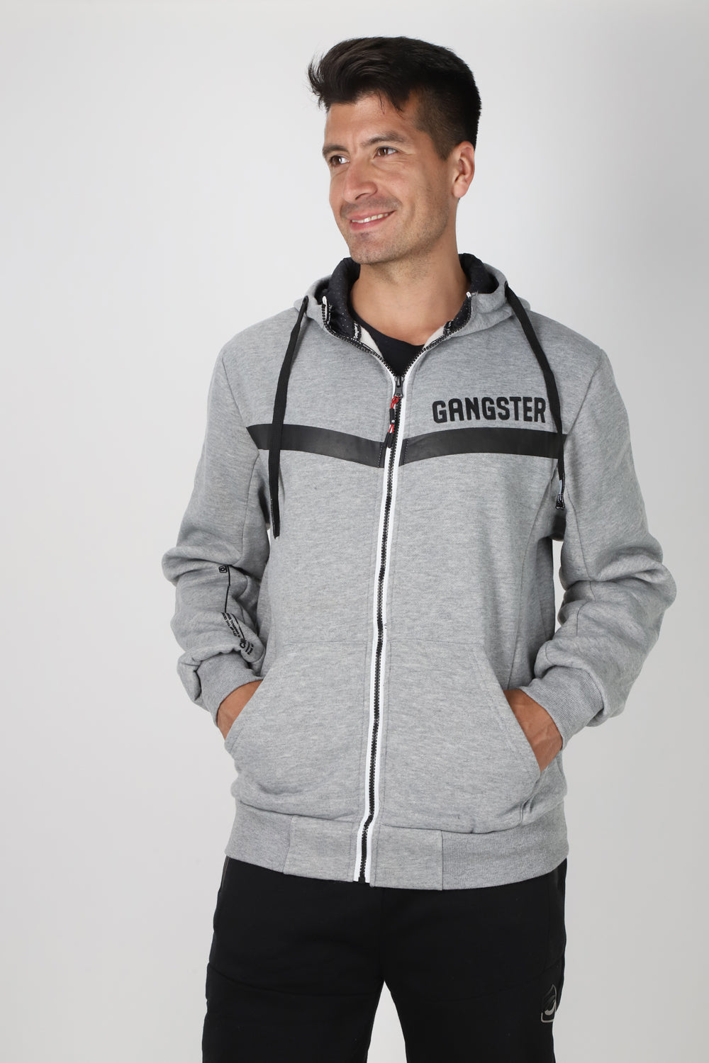 Poleron Full Zipper Cozy Gris Gangster