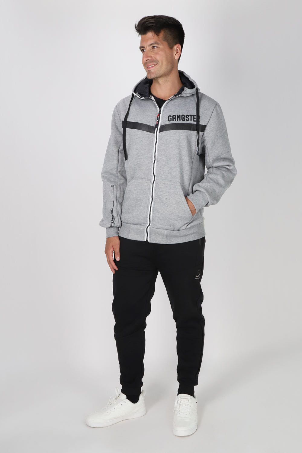 Poleron Full Zipper Cozy Gris Gangster