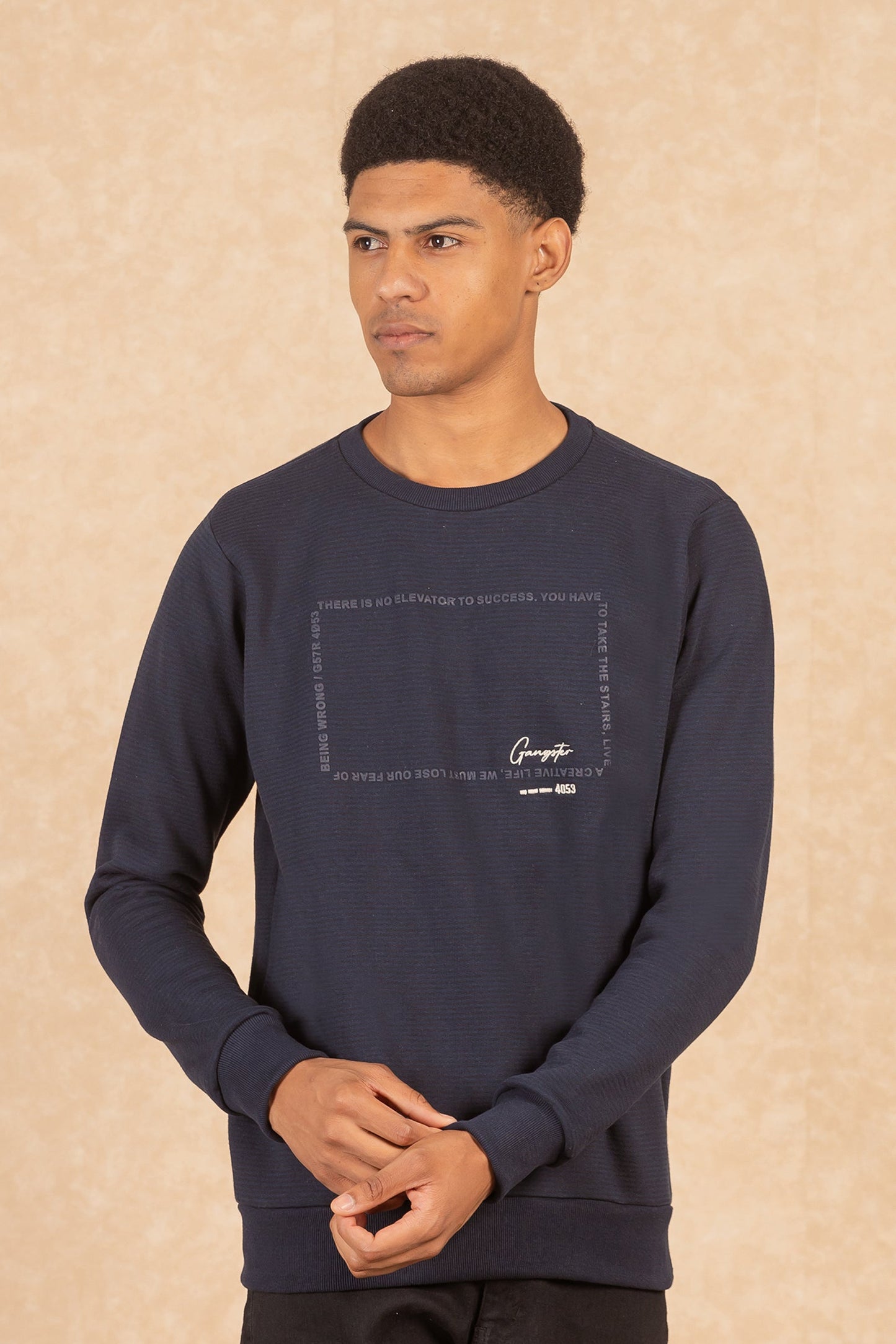 Poleron Crew Fleece Sqrs Negro Gangster