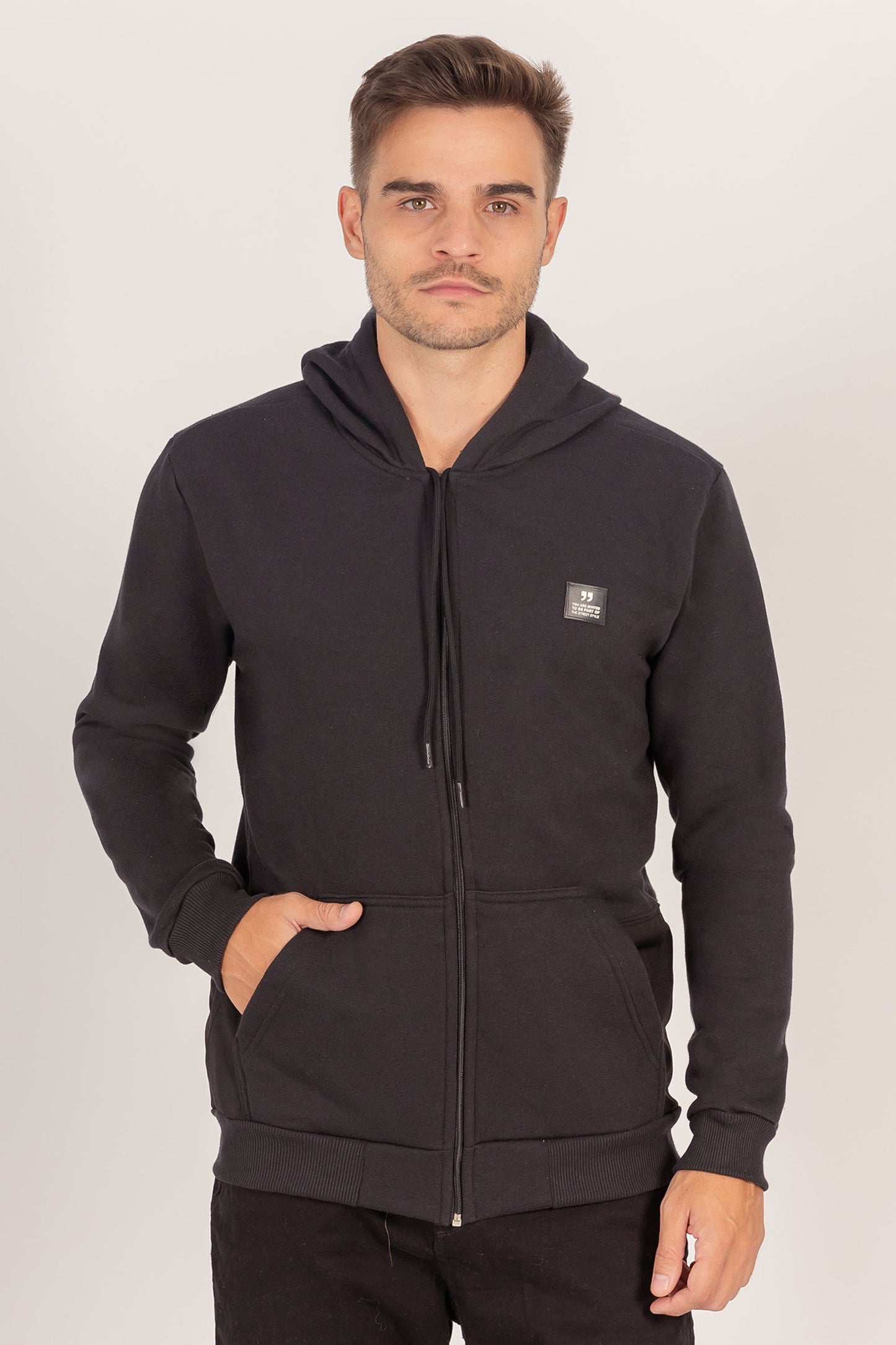Poleron Full Zipper Fleece Titan Negro Overcore