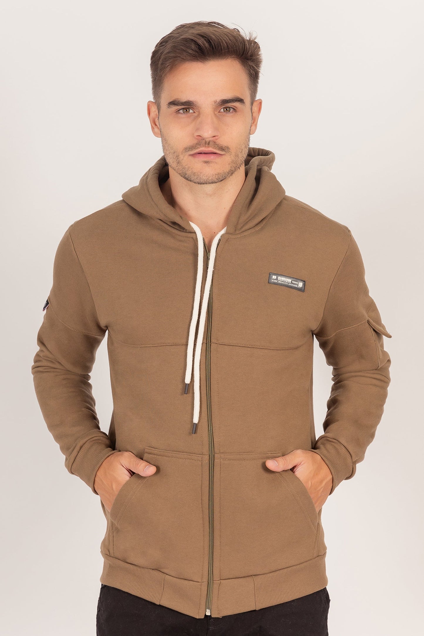Poleron Full Zipper Fleece Carg Café Overcore