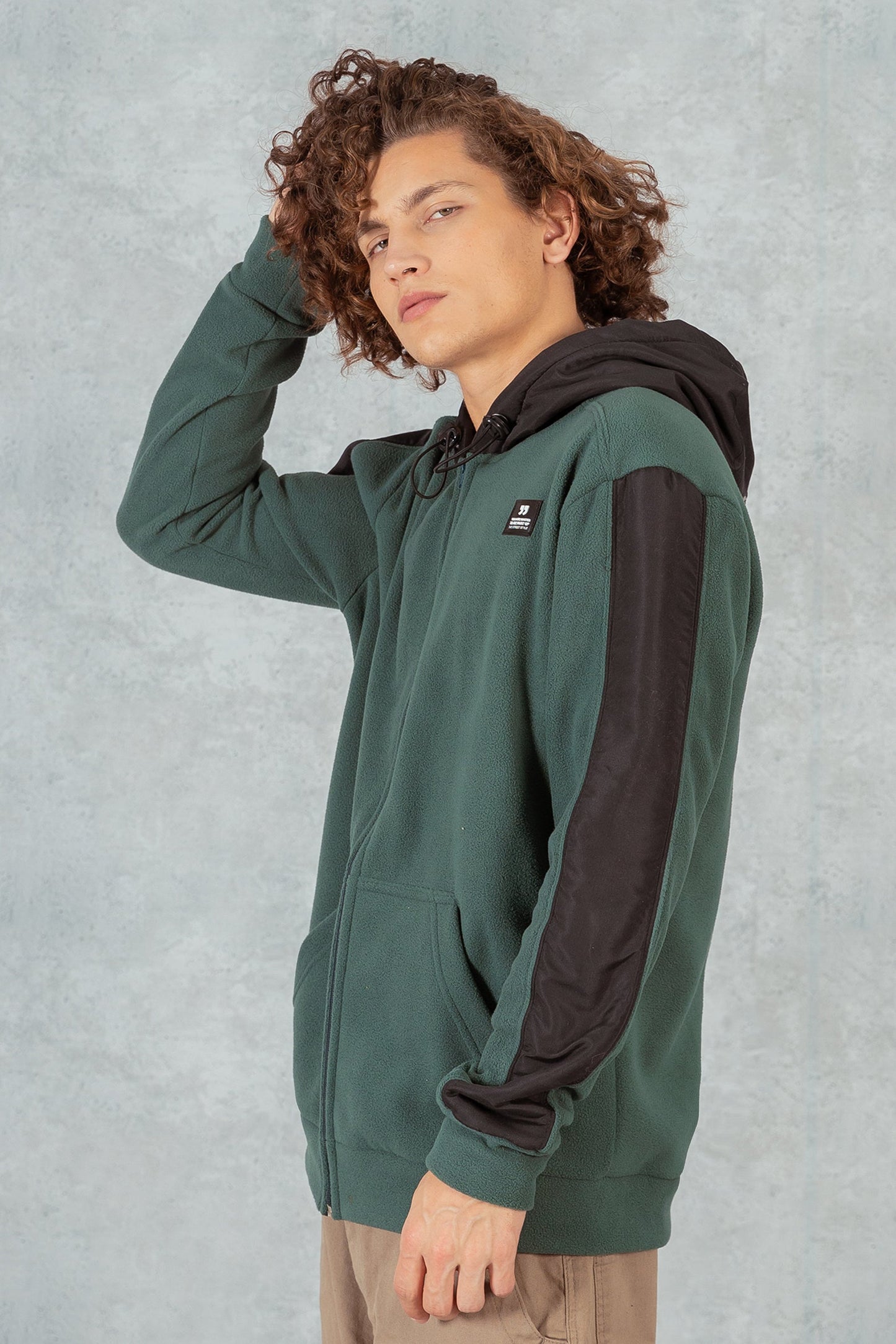 Poleron Full Zipper Fleece Line Verde Overcore