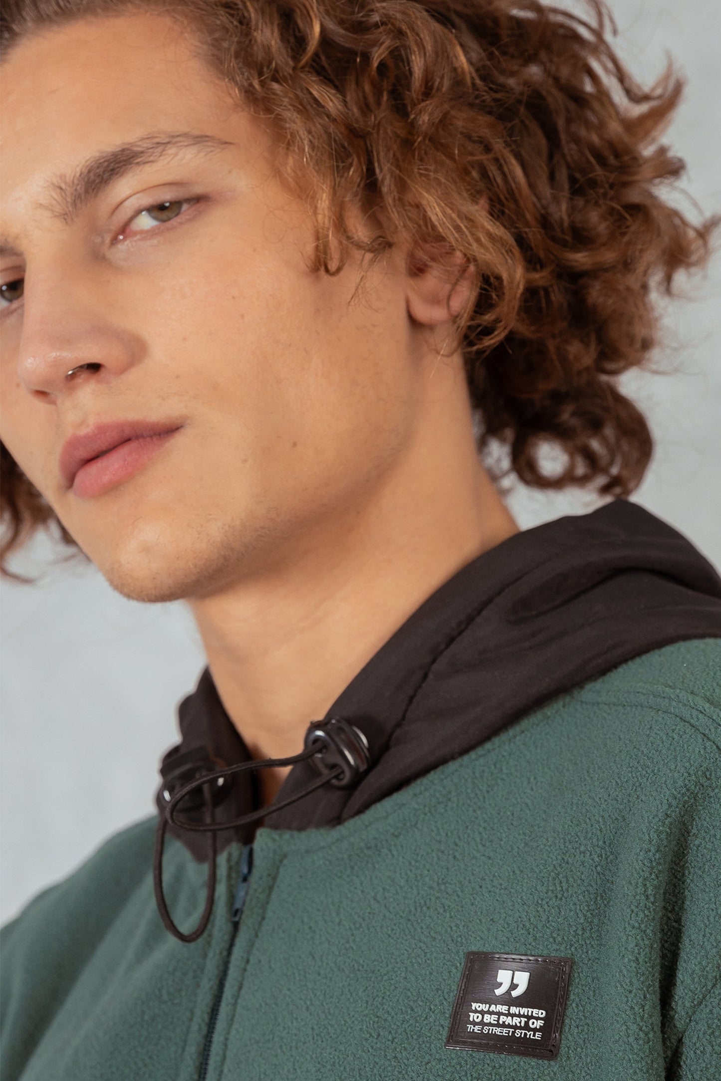 Poleron Full Zipper Fleece Line Verde Overcore