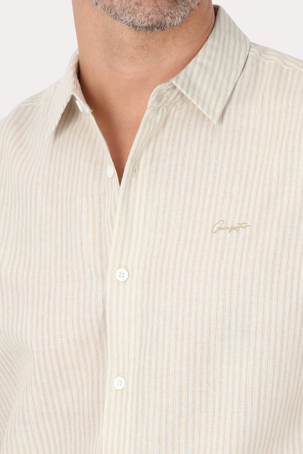 Camisa ML Fake Linho Tucuma Beige Gangster