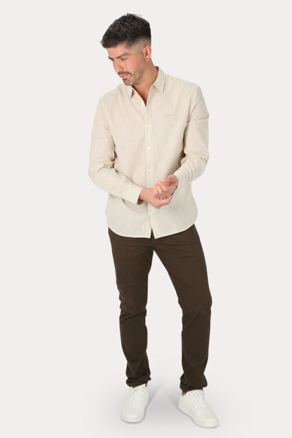 Camisa ML Fake Linho Tucuma Beige Gangster