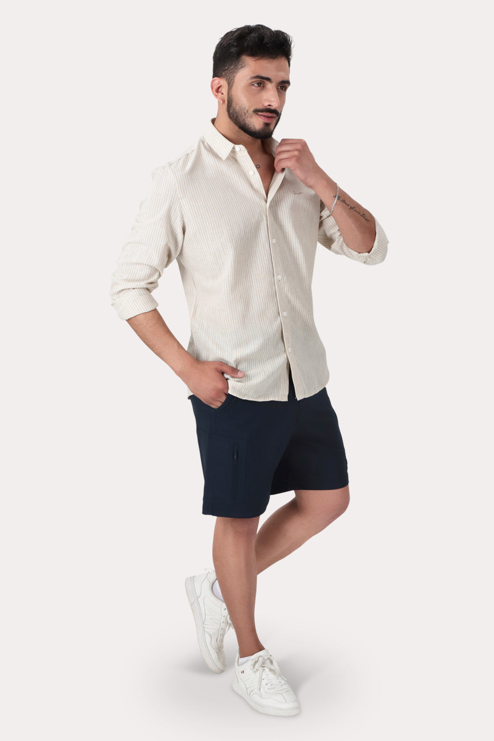 Camisa ML Fake Linho Tucuma Beige Gangster