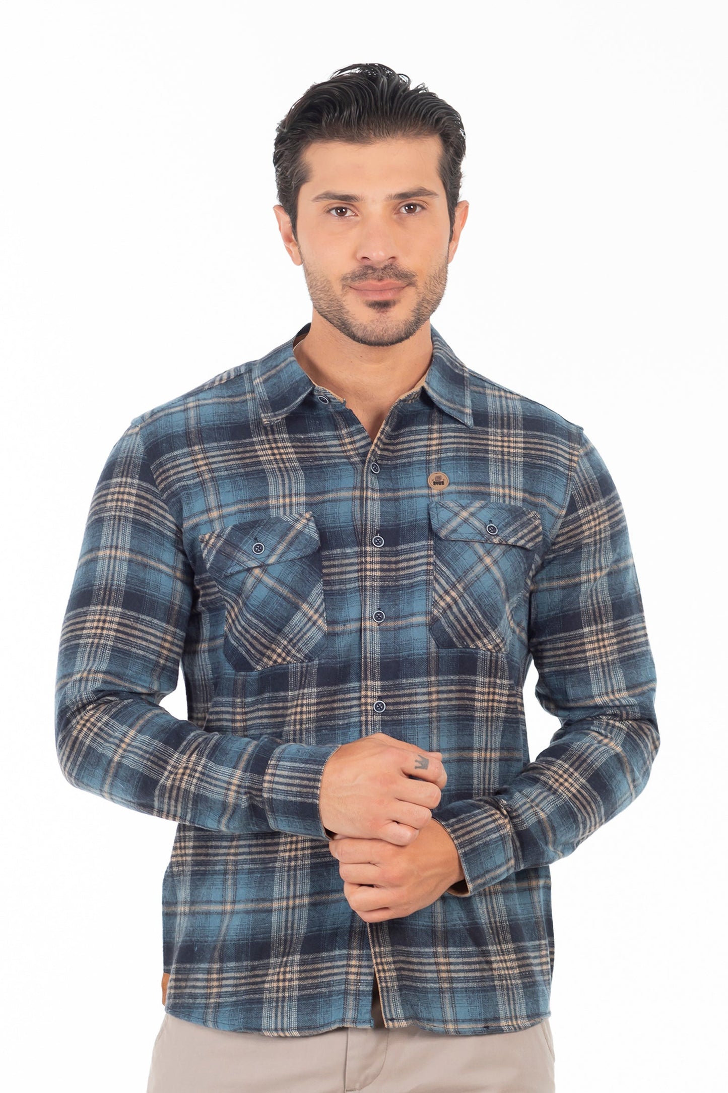 Camisa Ml Franela Northwood Azul Marino Gangster