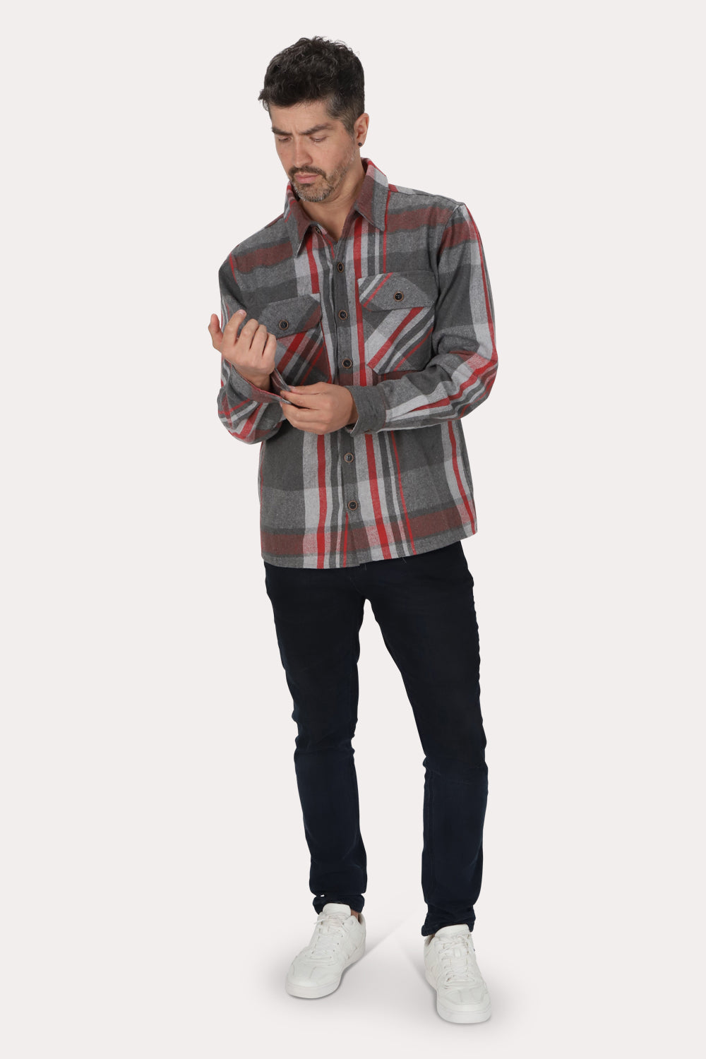 Chaqueta Overshirt Franela Ruston Gris Gangster