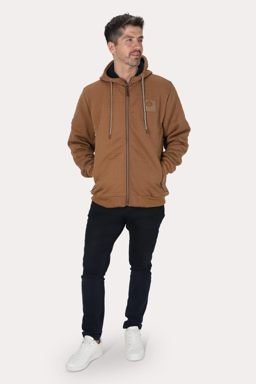 Poleron Full Zipper Jacquard Sherpa Astro Cafe Gangster