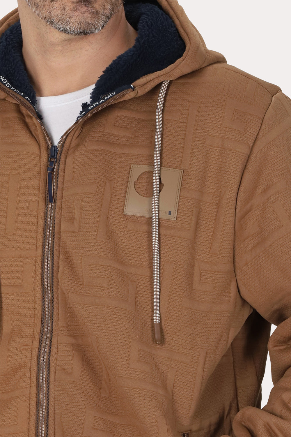 Poleron Full Zipper Jacquard Sherpa Astro Cafe Gangster
