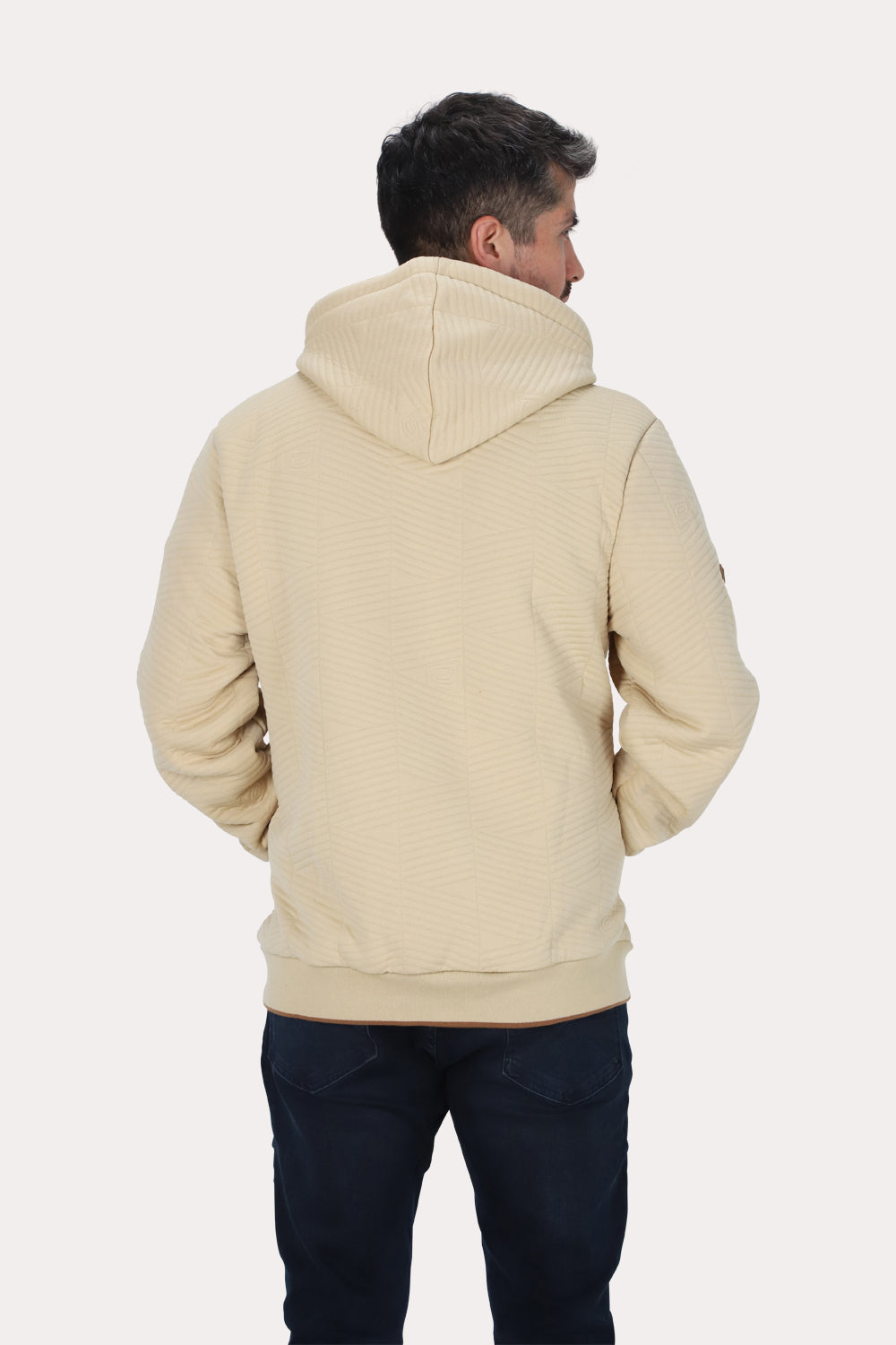 Poleron Full Zipper Jacquard Sherpa Nebula Beige Gangster