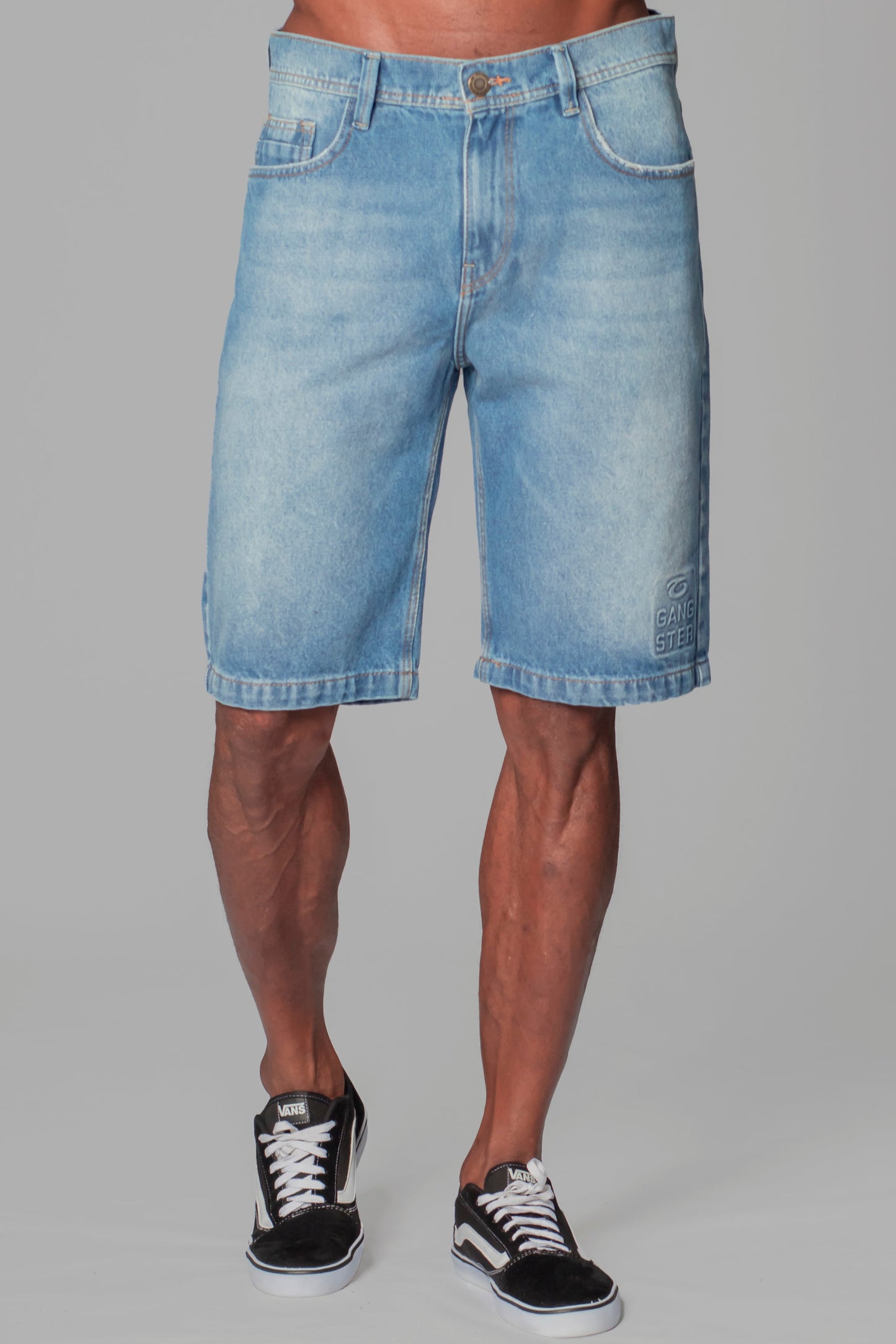 Short Bermuda Denim Liso Luxu Azul Gangster