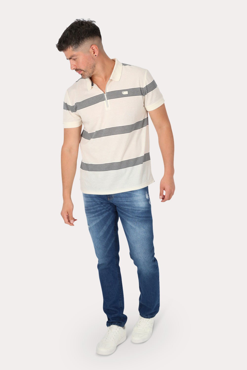 Polera Mc Polo Yard Dye Hit Blanco Gangster