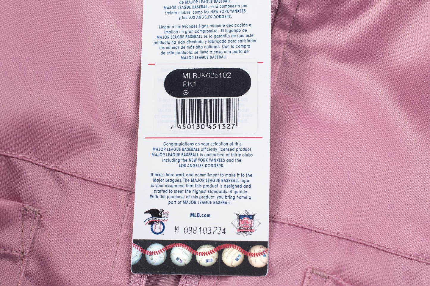 Chaqueta MLB Dodgers Holographic Logo Print Regular Fit Bomber Rosa