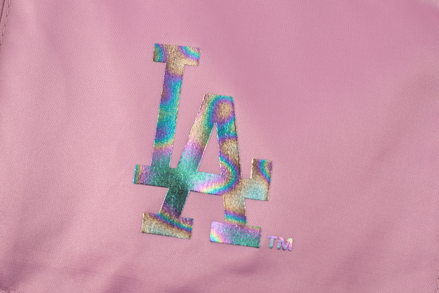 Chaqueta MLB Dodgers Holographic Logo Print Regular Fit Bomber Rosa