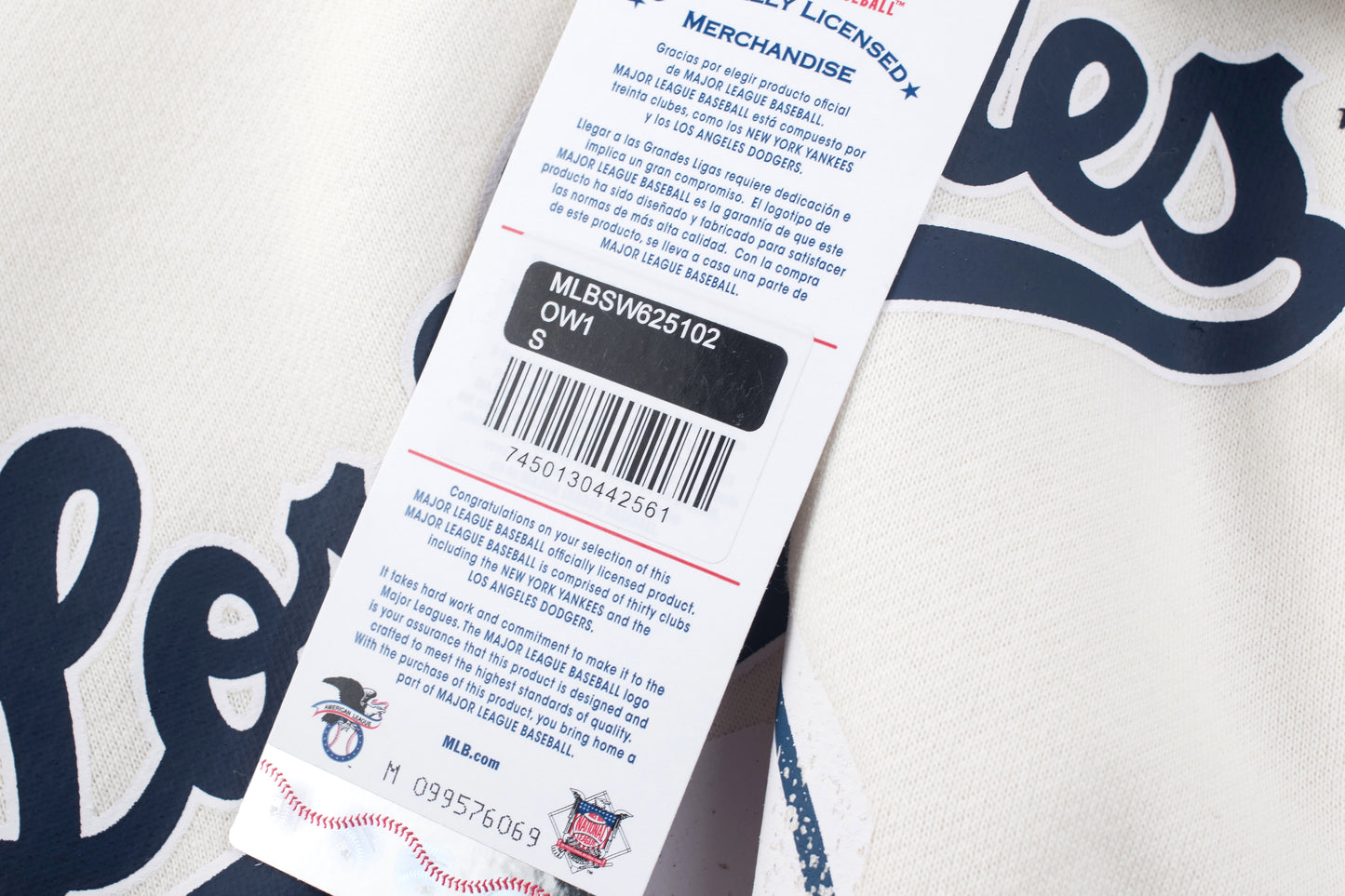 Poleron Crew MLB Dodgers Front Wordmark Print Loose Fit Beige