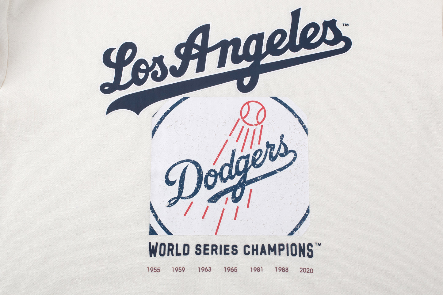Poleron Crew MLB Dodgers Front Wordmark Print Loose Fit Beige