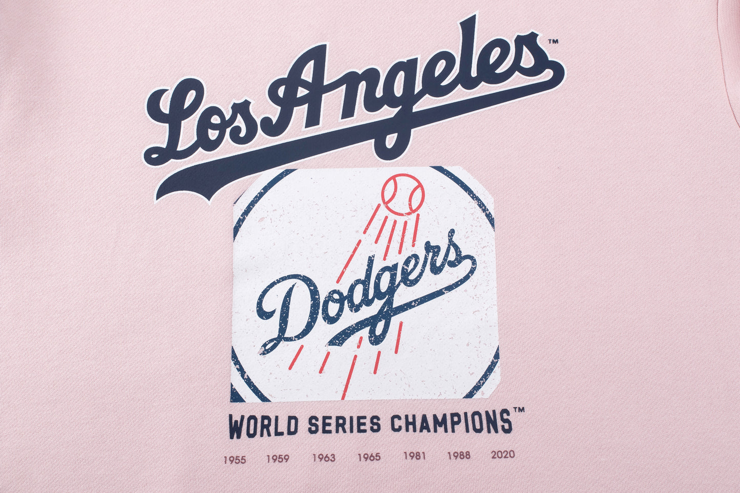 Poleron Crew MLB Dodgers Front Wordmark Print Loose Fit Rosa