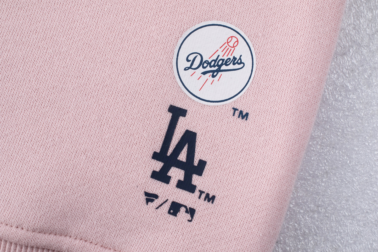 Poleron Crew MLB Dodgers Front Wordmark Print Loose Fit Rosa