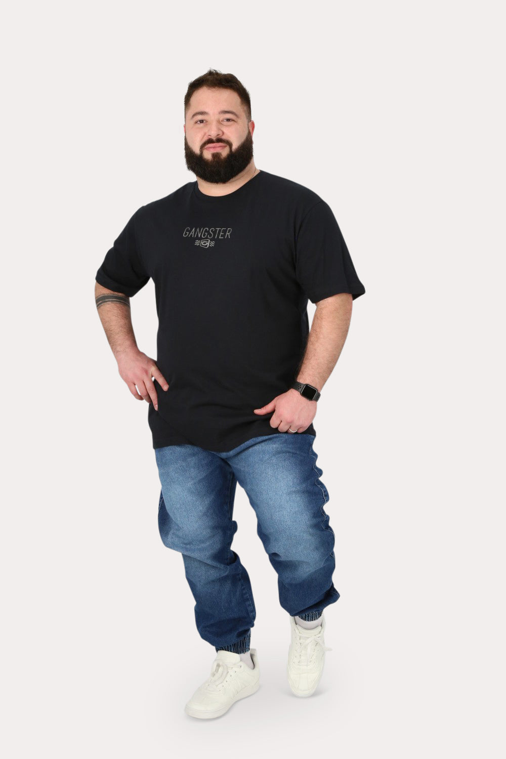 Plus Polera Mc Básica Force Negro Gangster