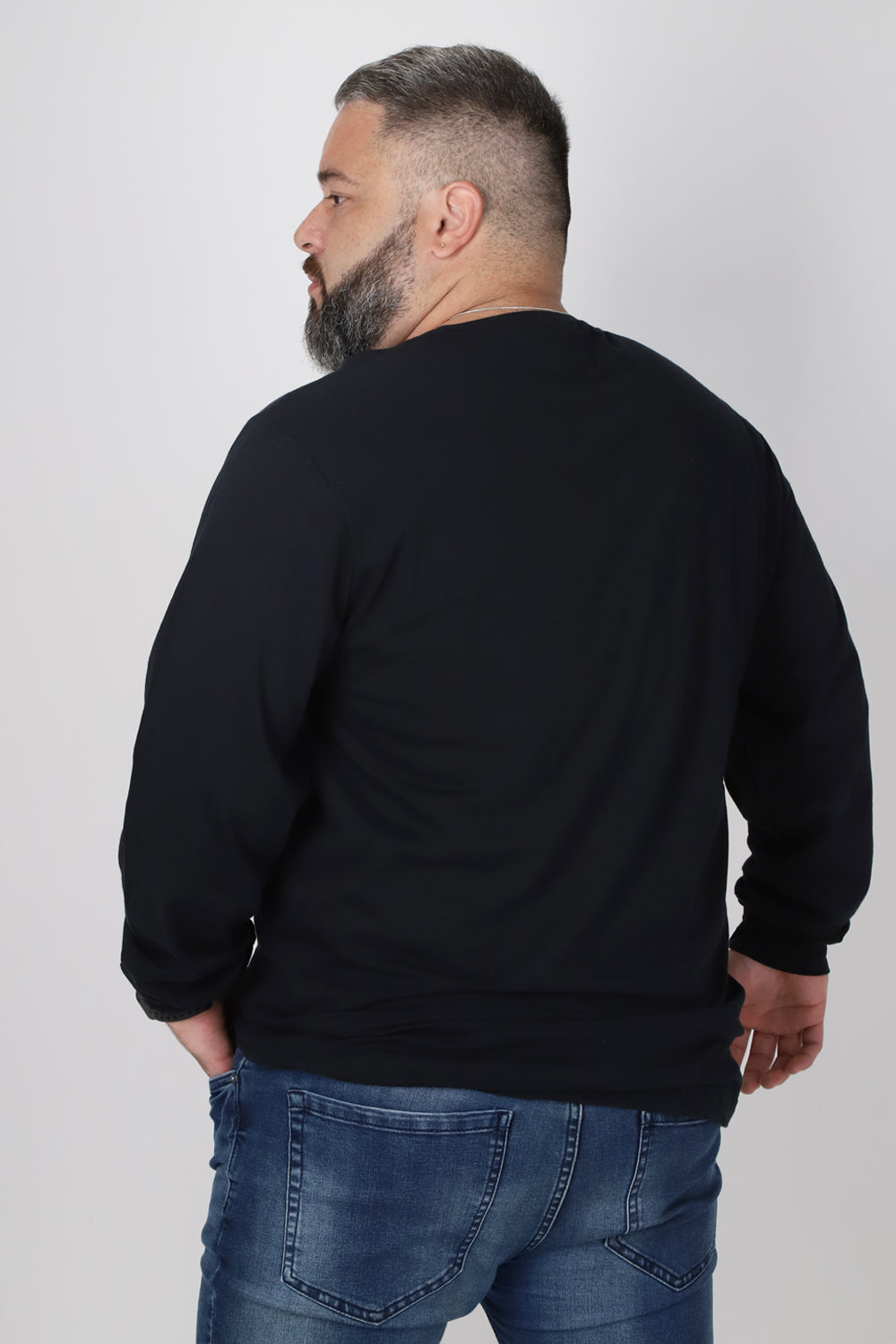 Plus Polera Manga Larga Link Negro Gangster