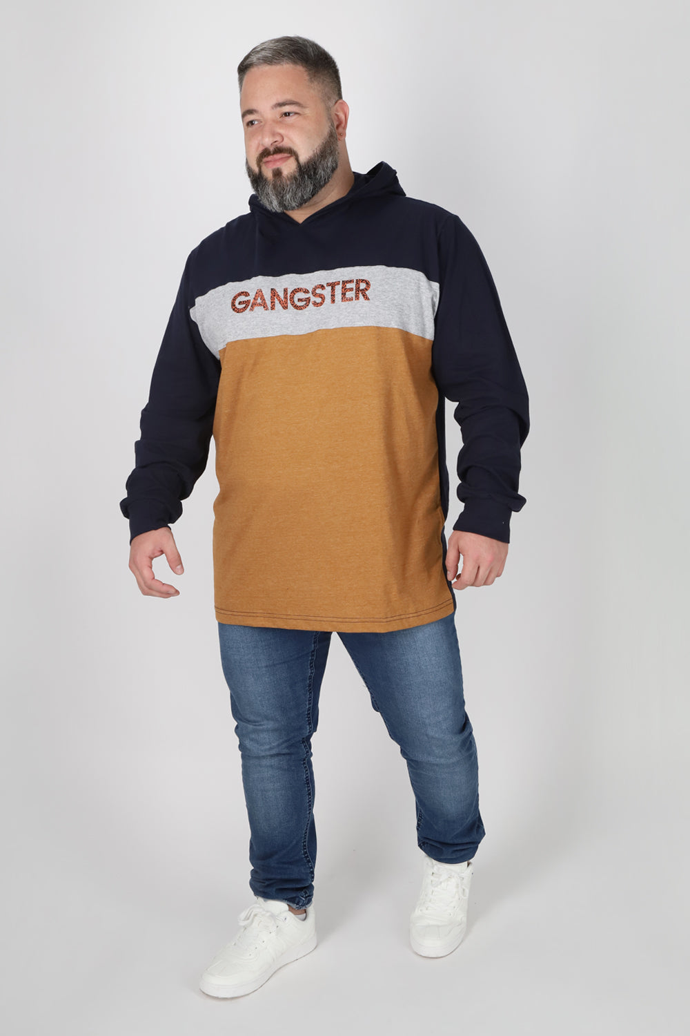 Plus Polera Manga Larga Ultimate Azul Marino Gangster
