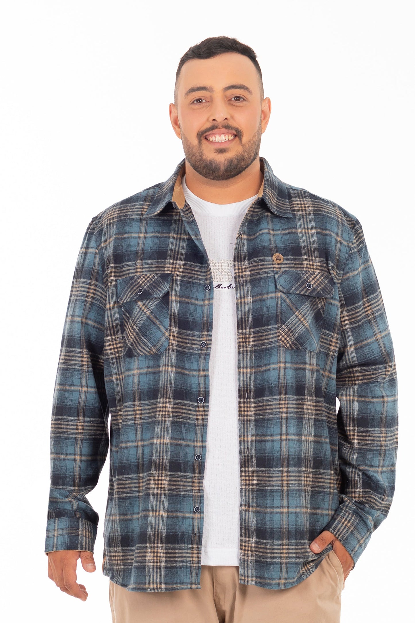 Plus Camisa Ml Franela Northwood Azul Marino Gangster