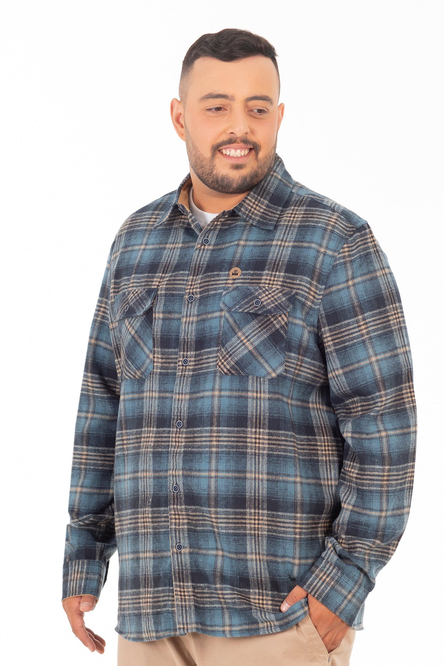 Plus Camisa Ml Franela Northwood Azul Marino Gangster