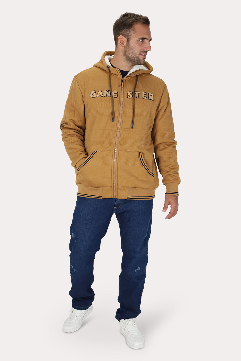 Plus Poleron Full Zipper Jacquard Sherpa Solaris Naranjo Gangster