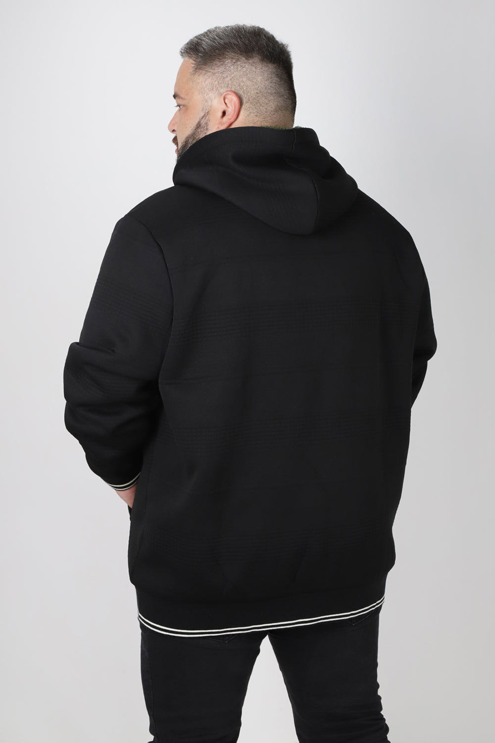 Plus Poleron Full Zipper Jacquard Sherpa Solaris Negro Gangster