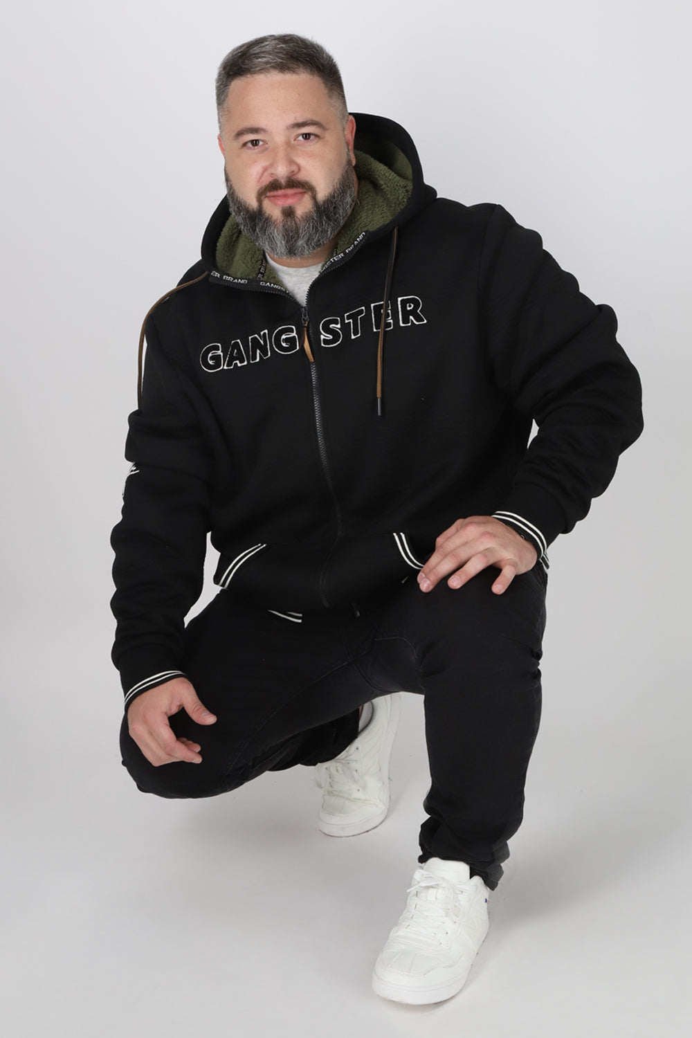 Plus Poleron Full Zipper Jacquard Sherpa Solaris Negro Gangster