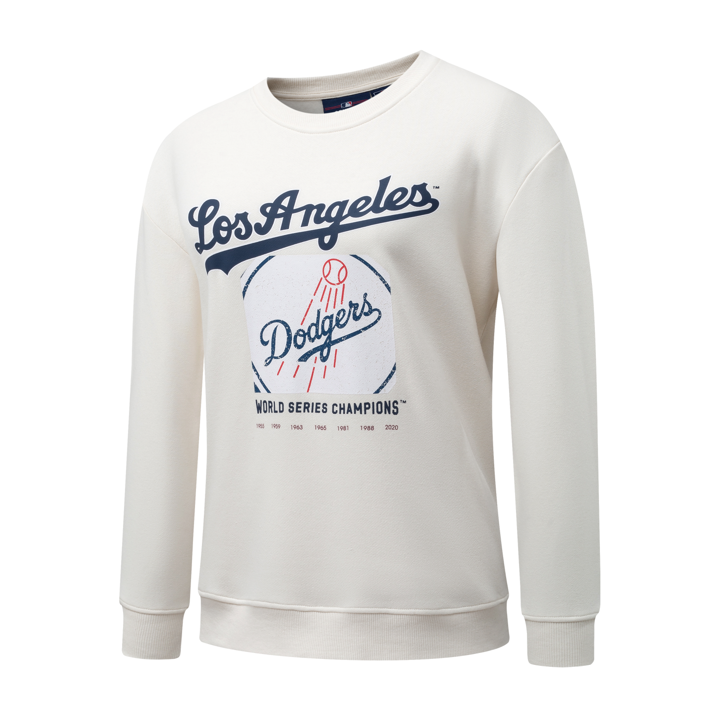 Poleron Crew MLB Dodgers Front Wordmark Print Loose Fit Beige