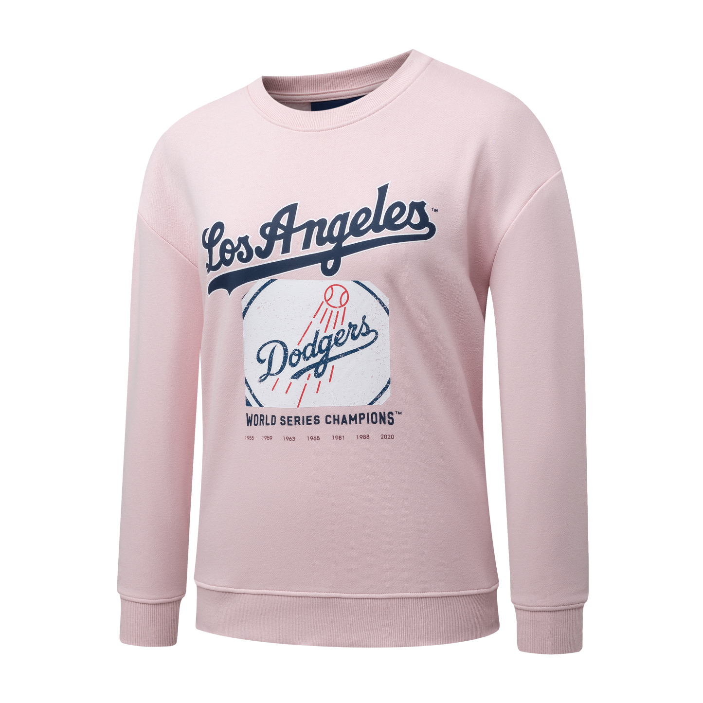 Poleron Crew MLB Dodgers Front Wordmark Print Loose Fit Rosa