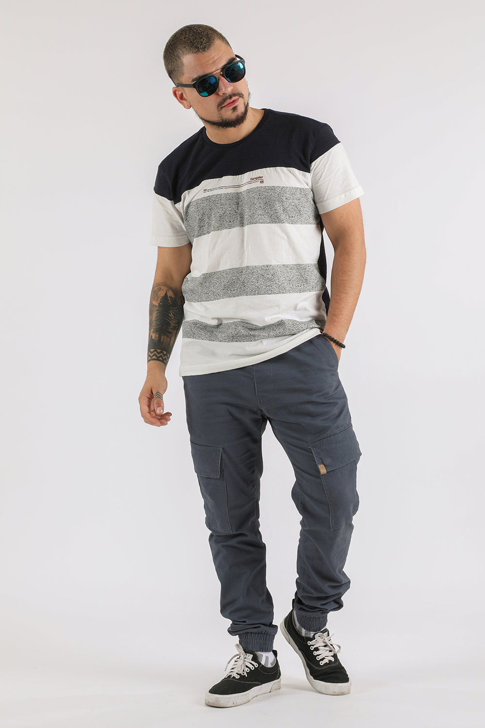 Polera Mc Especial Multistripes Azul Gangster