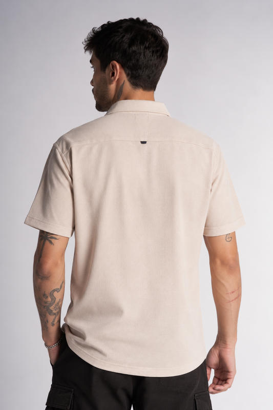 Plus Camisa Camisa Textura Berri Beige