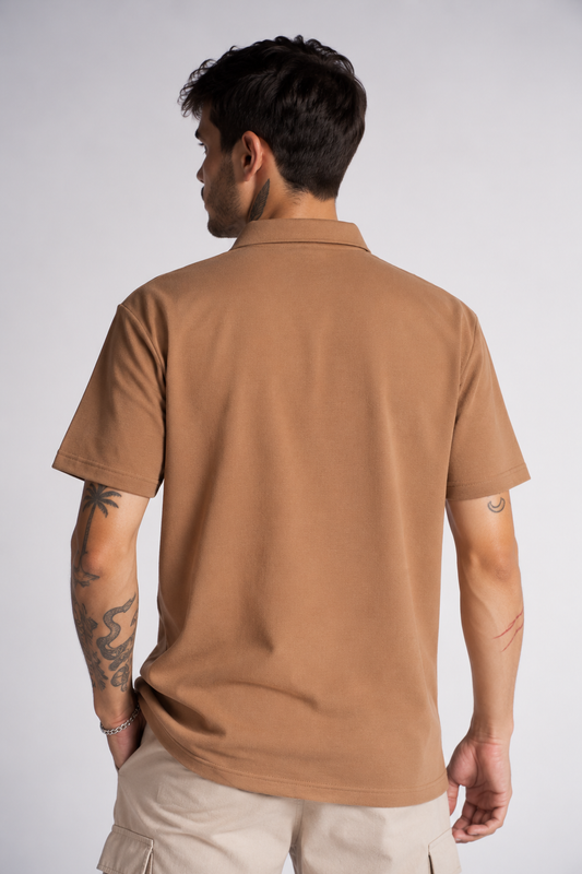 Plus Camisa Camisa Textura Mont Café