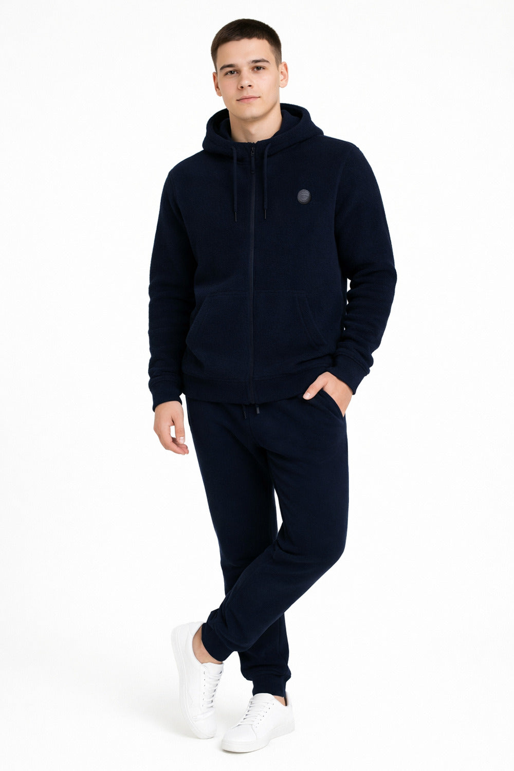 Polerón Full Zipper Fleece Shagy Azul Marino