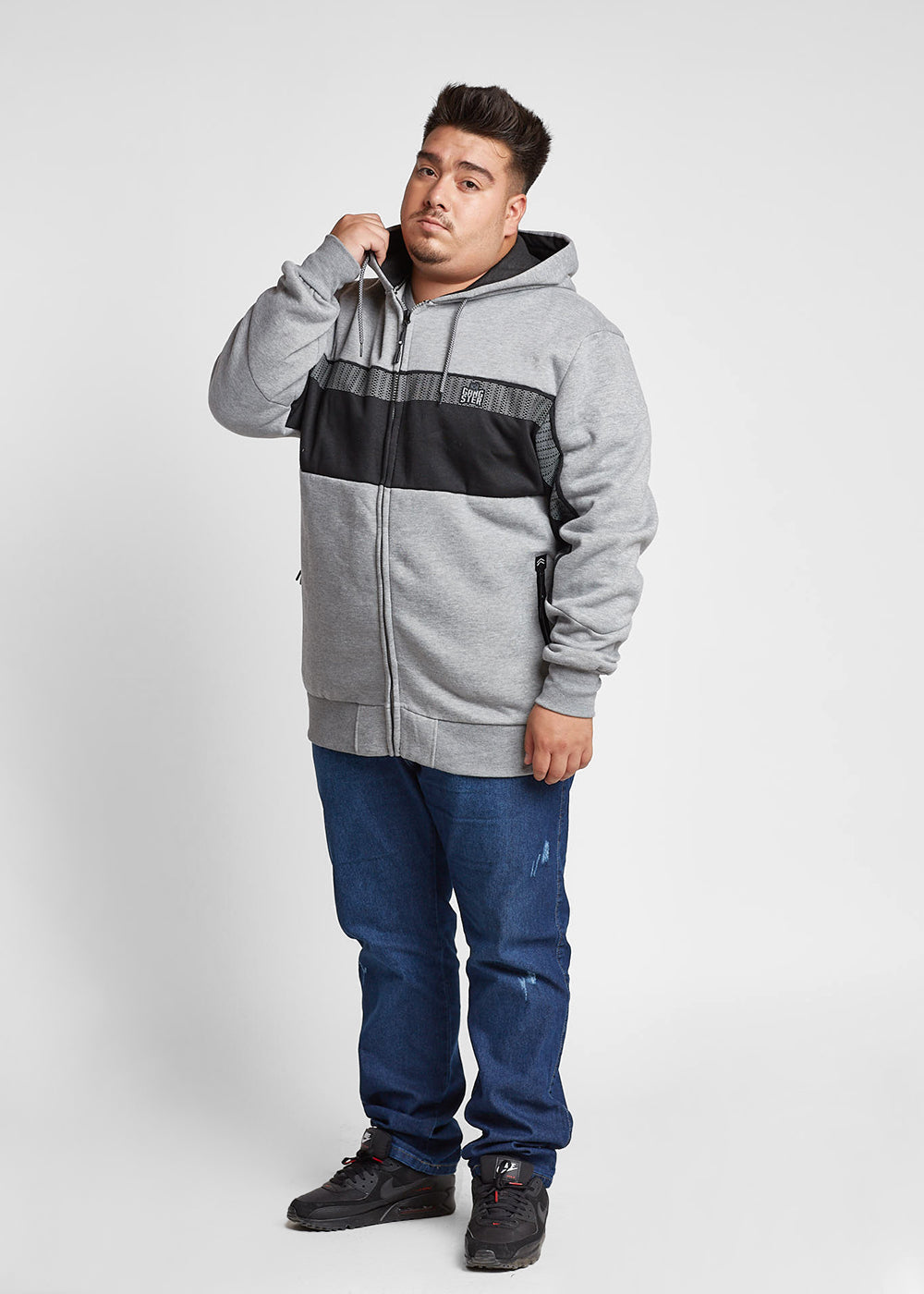 Plus Polerón Full Zipper Fleece Morse Gris Gangster