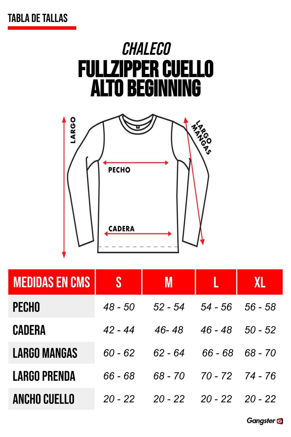 Chaleco Full Zipper Cuello Alto Beginning Negro Gangster - Gangster