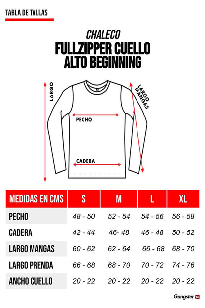 Chaleco Full Zipper Cuello Alto Beginning Negro Gangster - Gangster