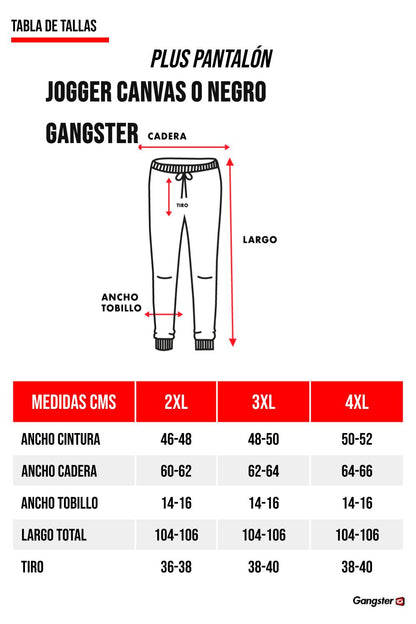 Plus Pantalon Jogger Canvas 0 Negro Gangster