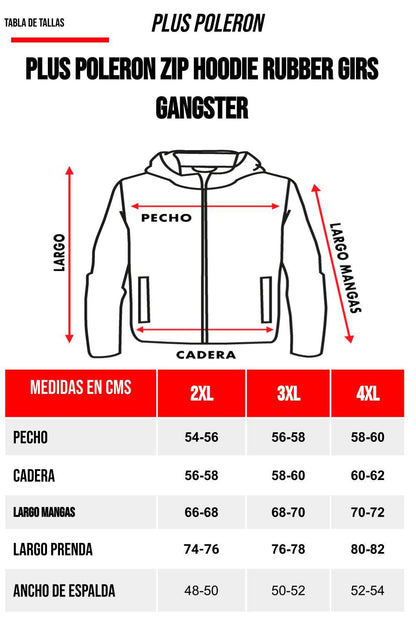 Plus Polerón Full Zipper Fleece Rubber Gris Gangster - Gangster