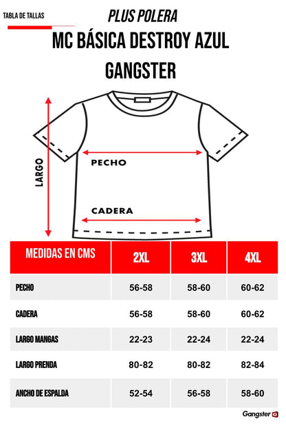 Plus Polera Cuello Destroy Azul Gangster