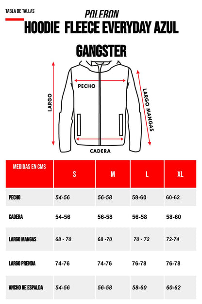 Polerón Hoodie Fleece Everyday Azul Gangster