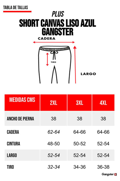 Plus Short Canvas Liso Azul Gangster
